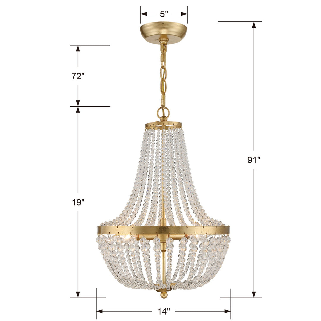 Crystorama Rylee 3 Light Antique Gold Mini Chandelier