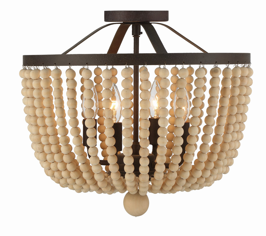 Crystorama Rylee 4 Light Antique Gold Semi Flush Mount