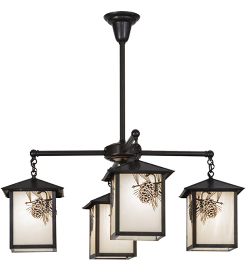 32"W Seneca Winter Pine 4 Lt Chandelier