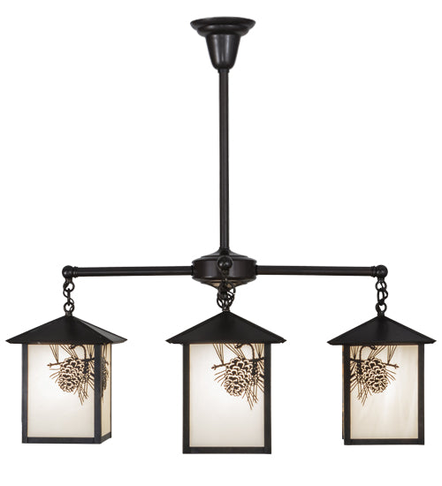 32"W Seneca Winter Pine 4 Lt Chandelier