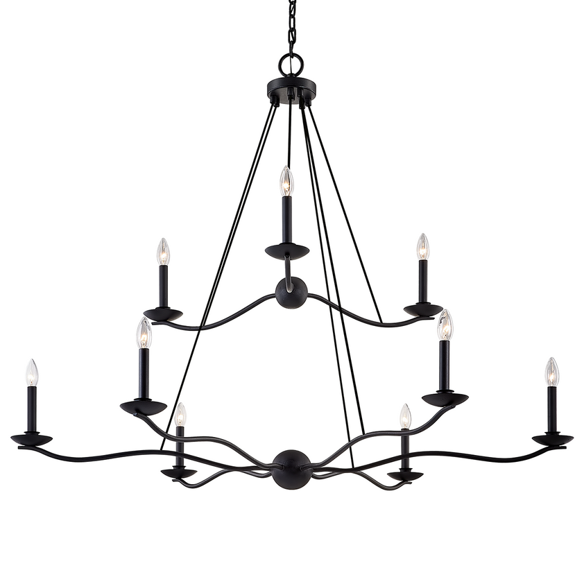 Sawyer Chandelier - Forged Iron, 42", 9 Lamps