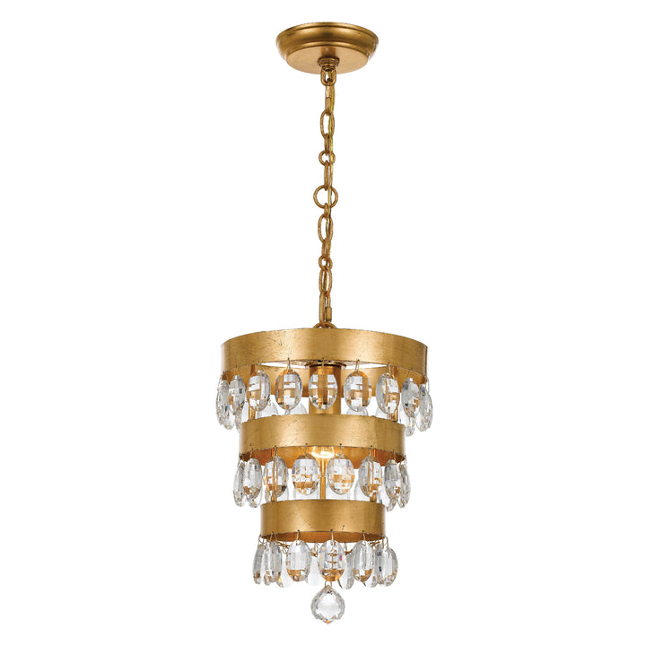 Crystorama Perla 1 Light Antique Gold Mini Pendant