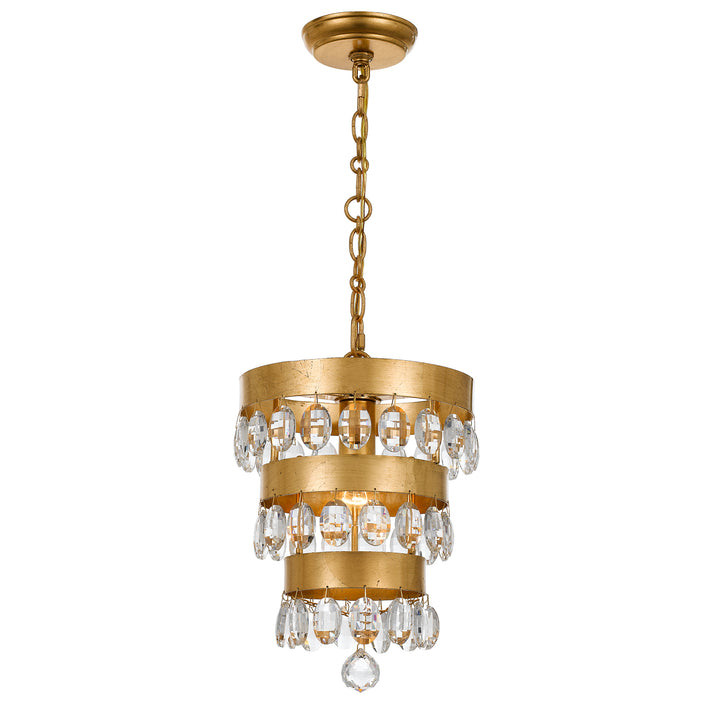 Crystorama Perla 1 Light Antique Gold Mini Pendant