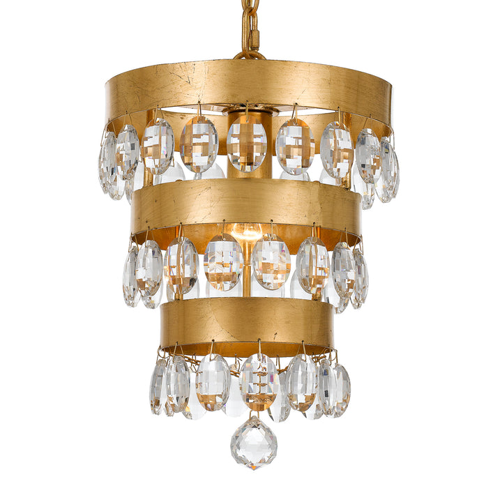 Crystorama Perla 1 Light Antique Gold Mini Pendant