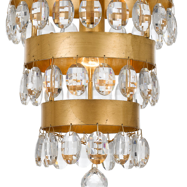 Crystorama Perla 1 Light Antique Gold Mini Pendant