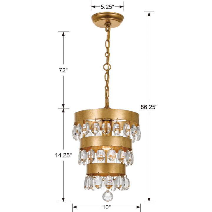 Crystorama Perla 1 Light Antique Gold Mini Pendant