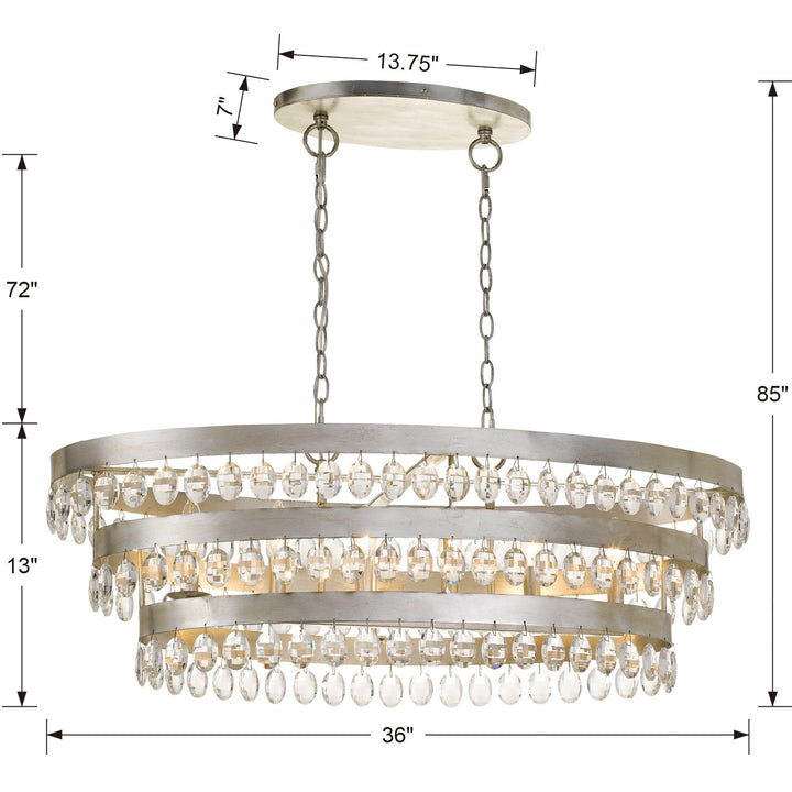 Crystorama Perla 6 Light Antique Silver Linear Chandelier