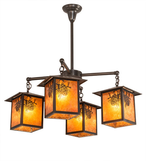 32" Wide Seneca Winter Pine 4 Light Chandelier