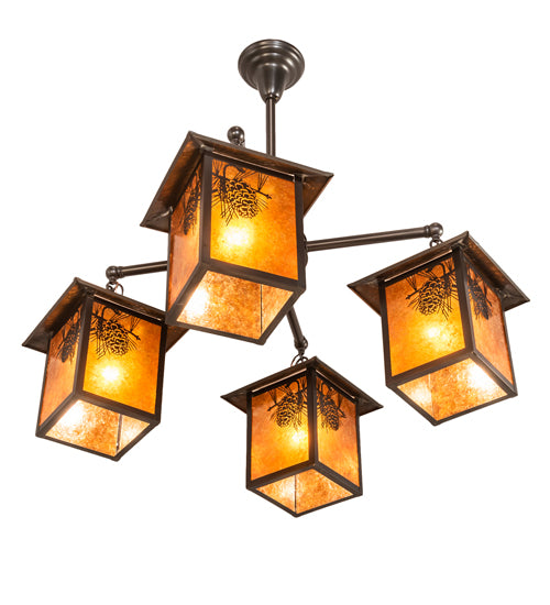 32" Wide Seneca Winter Pine 4 Light Chandelier