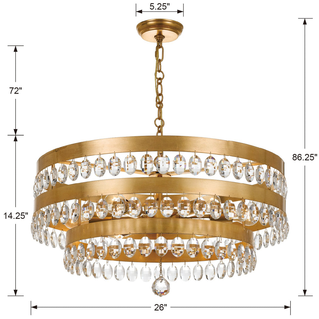 Crystorama Perla 6 Light Antique Gold Chandelier