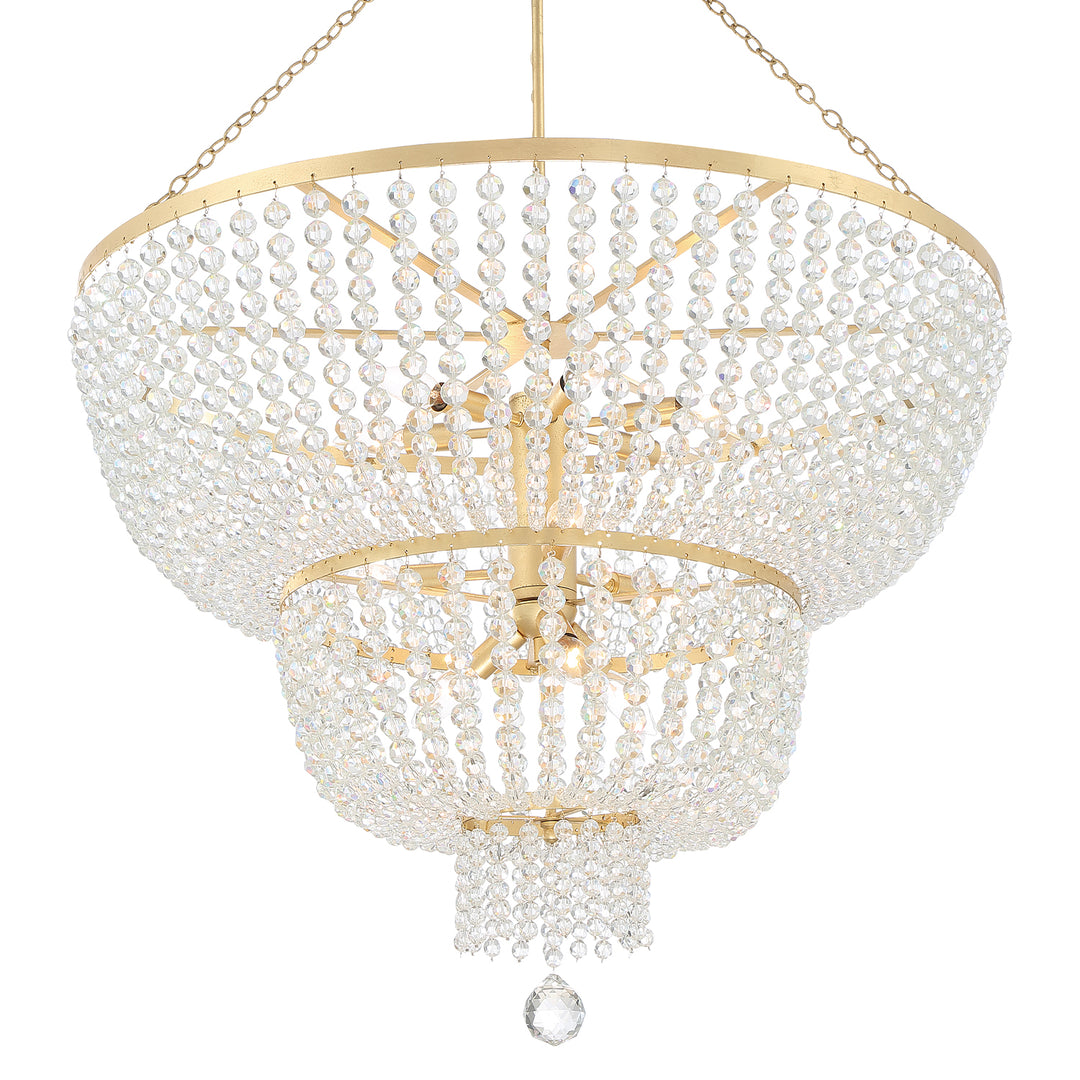 Crystorama Rylee 12 Light Antique Gold Chandelier