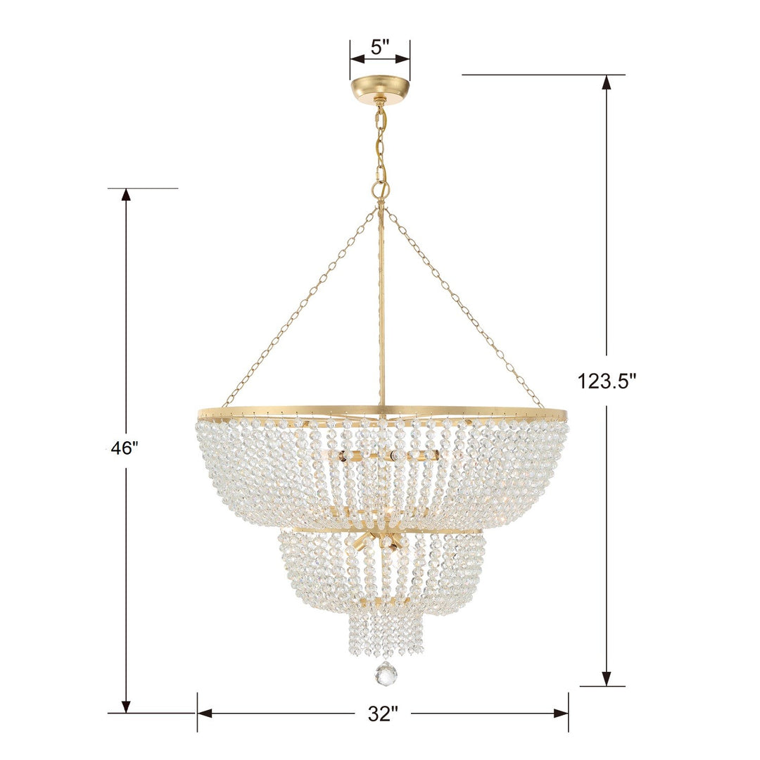 Crystorama Rylee 12 Light Antique Gold Chandelier