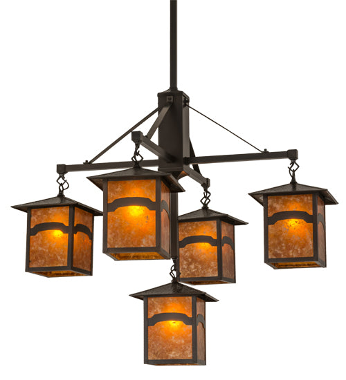 37"W Seneca Mountain View 5 Lt Hanging Lantern Chandelier