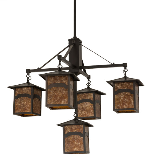 37"W Seneca Mountain View 5 Lt Hanging Lantern Chandelier