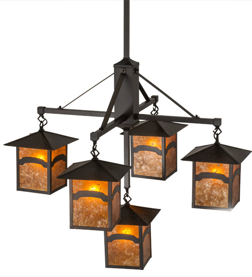 37"W Seneca Mountain View 5 Lt Hanging Lantern Chandelier