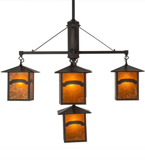 37"W Seneca Mountain View 5 Lt Hanging Lantern Chandelier