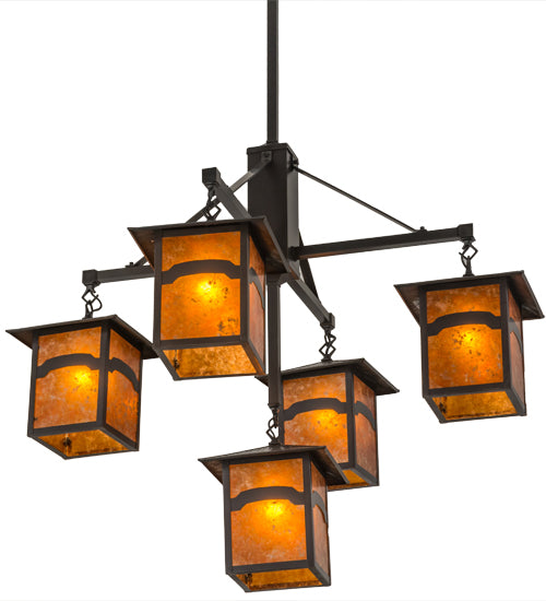 37"W Seneca Mountain View 5 Lt Hanging Lantern Chandelier