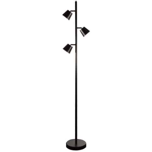 Dainolite 3 Light LED Floor Lamp, Matte Black Finish