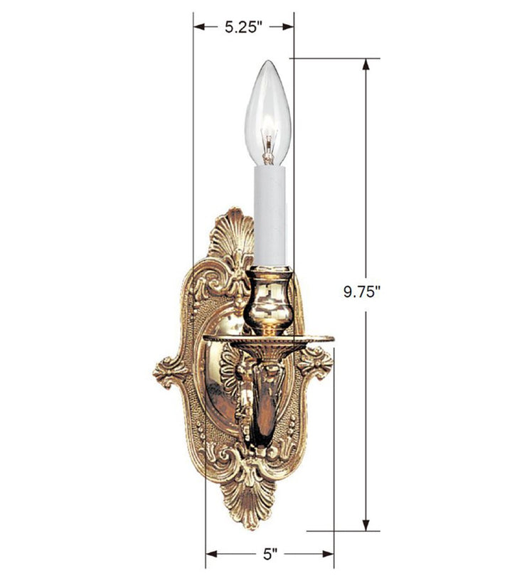 Crystorama Crystorama 1 Light Polished Brass Cast Sconce