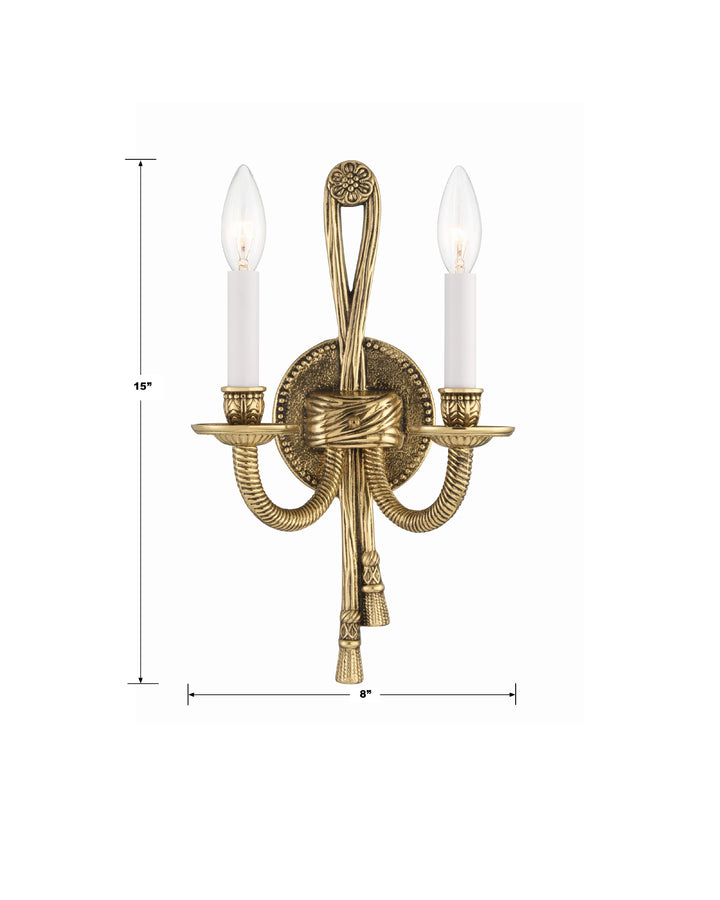 Crystorama Crystorama 2 Light Olde Brass Cast Sconce