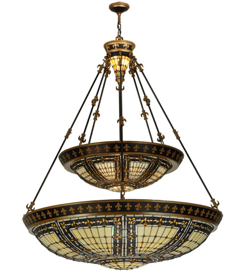 45"W Fleur-De-Lis 2 Tier Inverted Pendant