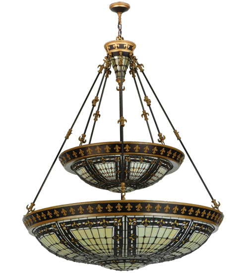 45"W Fleur-De-Lis 2 Tier Inverted Pendant