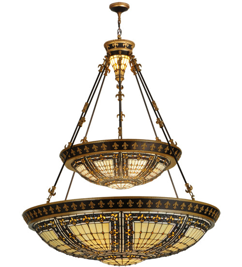 45"W Fleur-De-Lis 2 Tier Inverted Pendant