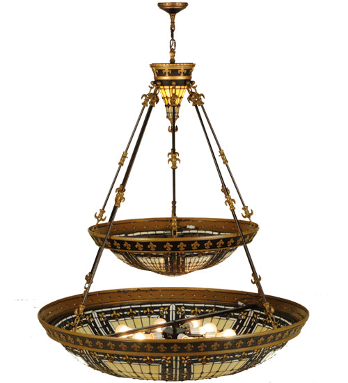 45"W Fleur-De-Lis 2 Tier Inverted Pendant