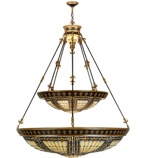 45"W Fleur-De-Lis 2 Tier Inverted Pendant