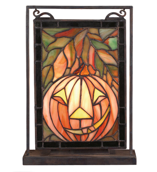 9.5" Wide X 10.5" High Jack O'Lantern Lighted Mini Tabletop Window