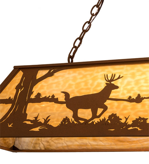 60" Long Deer At Lake Oblong Pendant