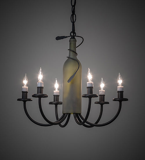 18" Wide Tuscan Vineyard 6 Lt Wine Bottle Chandelier