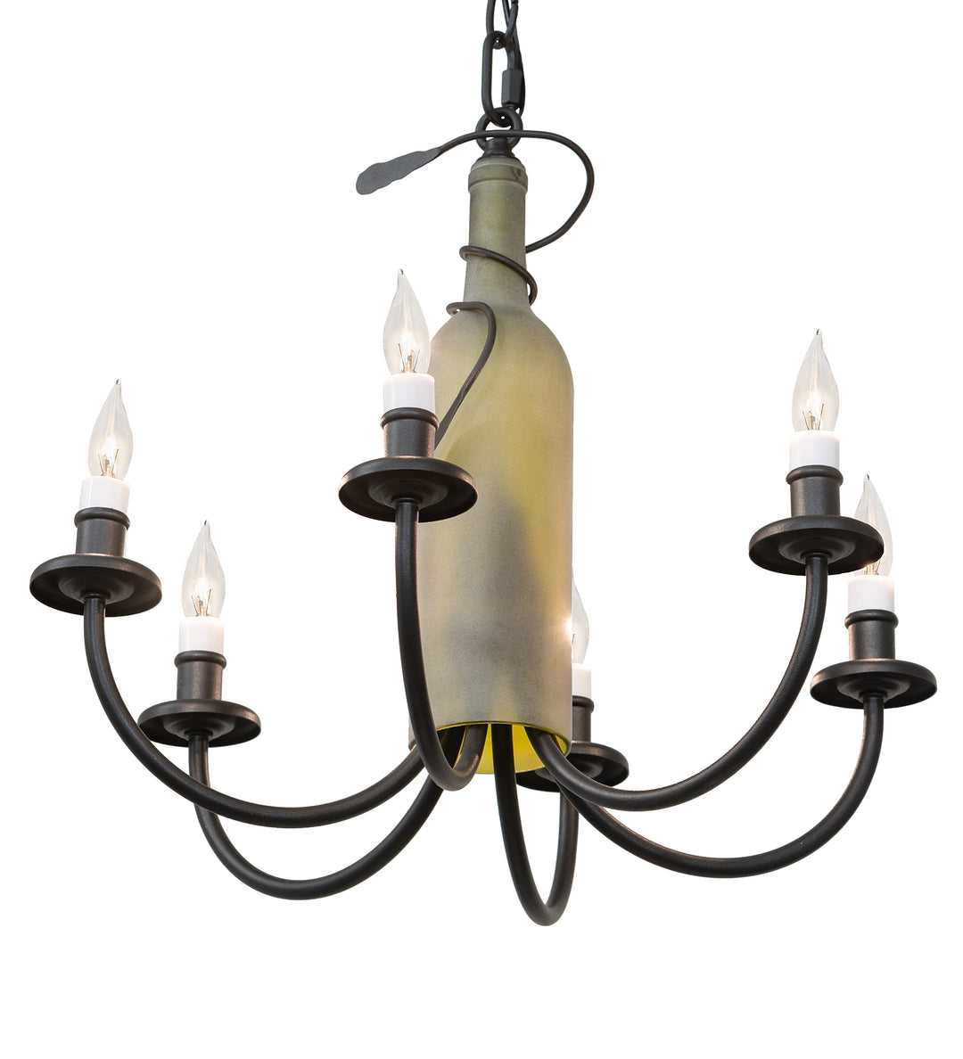 18" Wide Tuscan Vineyard 6 Lt Wine Bottle Chandelier