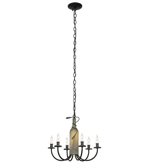 18" Wide Tuscan Vineyard 6 Lt Wine Bottle Chandelier