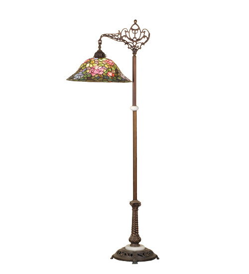 59" High Tiffany Rosebush Bridge Arm Floor Lamp