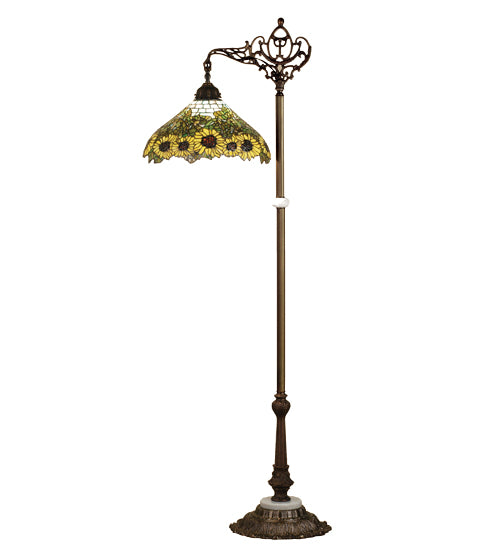 61"H Wild Sunflower Bridge Arm Floor Lamp