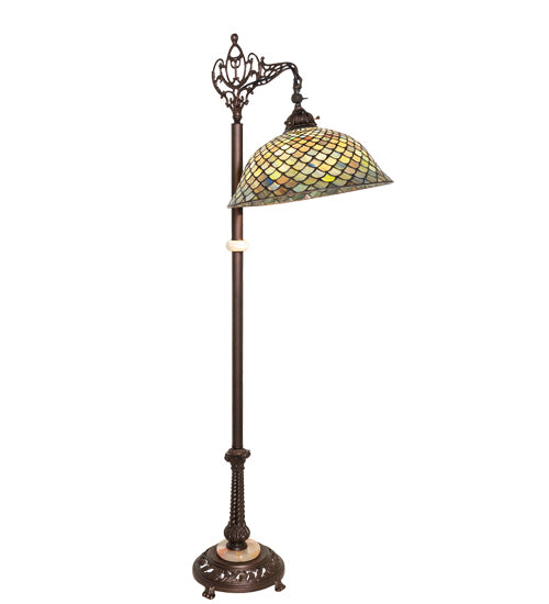 60"H Tiffany Fishscale Bridge Arm Floor Lamp