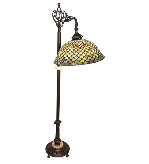 60"H Tiffany Fishscale Bridge Arm Floor Lamp