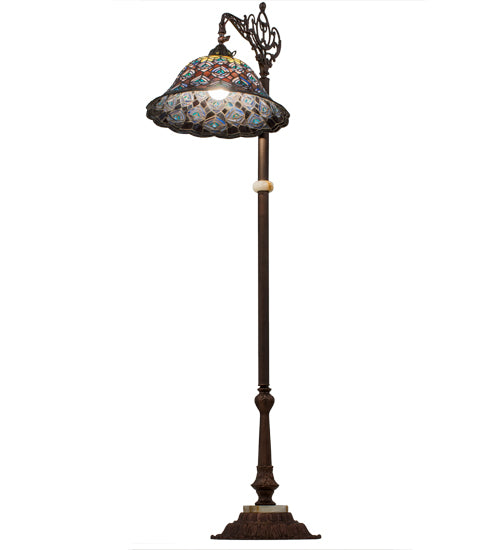 61"H Tiffany Peacock Feather Bridge Arm Floor Lamp