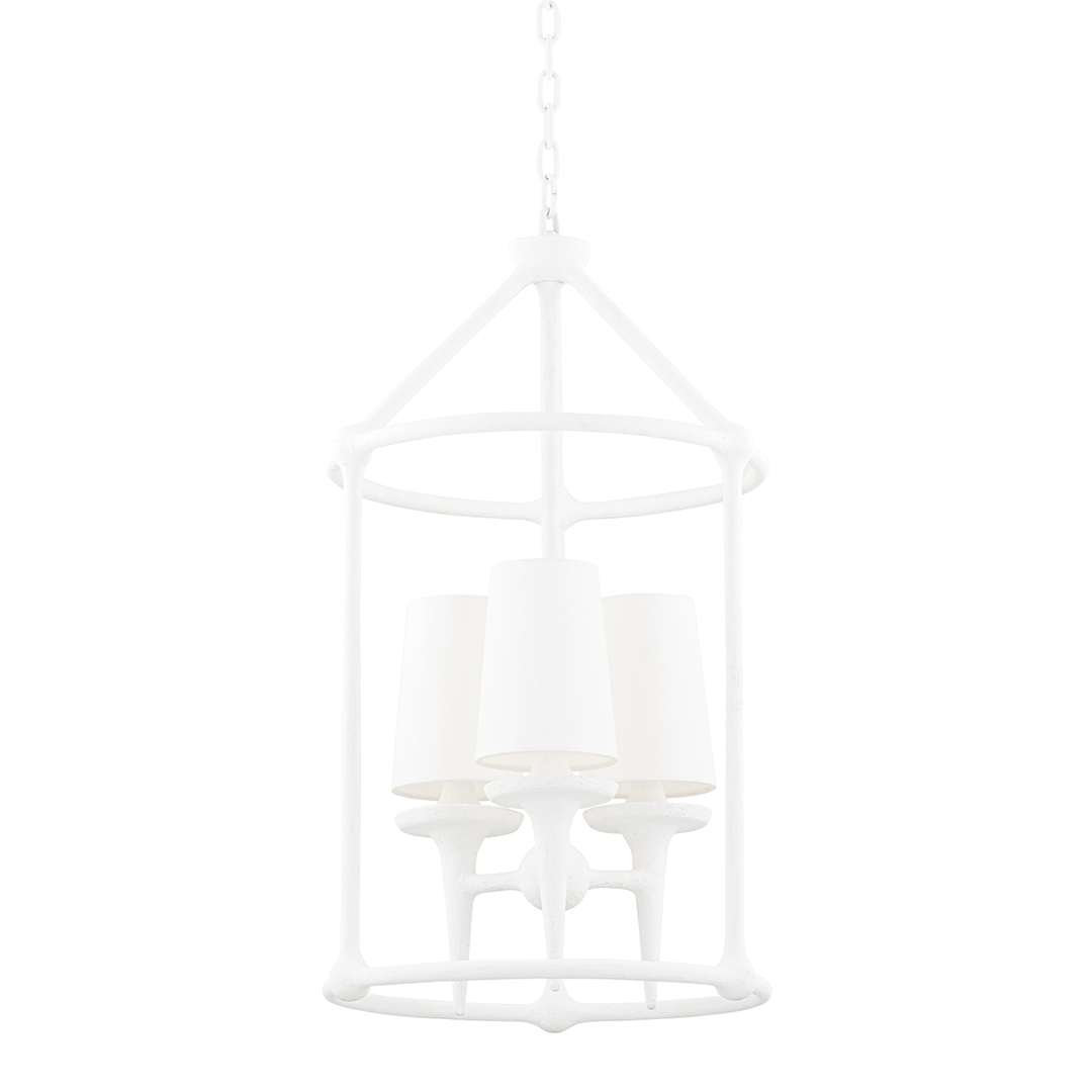 Torch 3 Light Chandelier - White Plaster