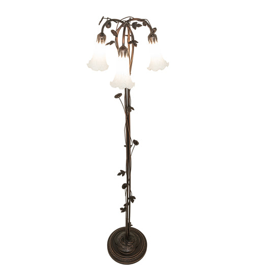 58" High White Tiffany Pond Lily 3 Light Floor Lamp