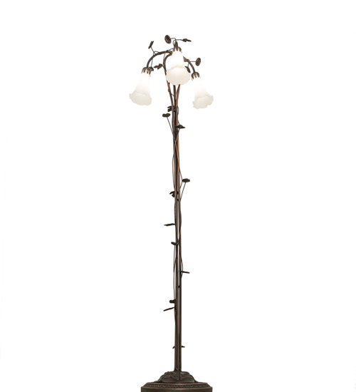 58" High White Tiffany Pond Lily 3 Light Floor Lamp