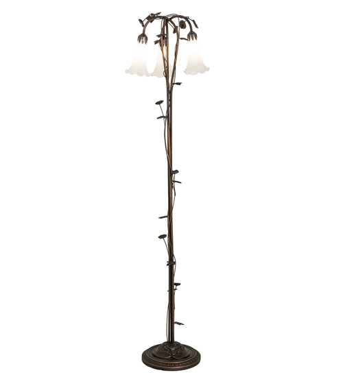 58" High White Tiffany Pond Lily 3 Light Floor Lamp