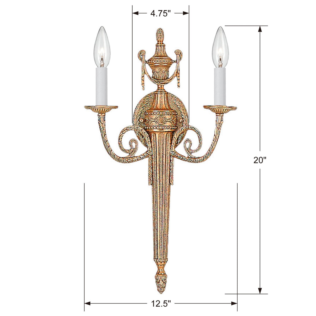 Crystorama Crystorama 2 Light Matte Brass Cast Sconce