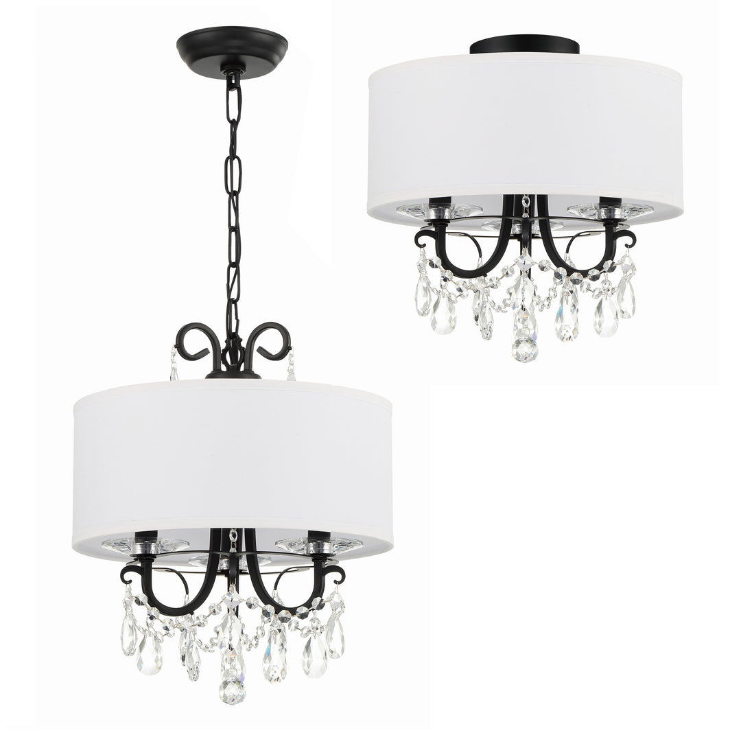 Crystorama Othello 3 Light Matte Black Mini Chandelier