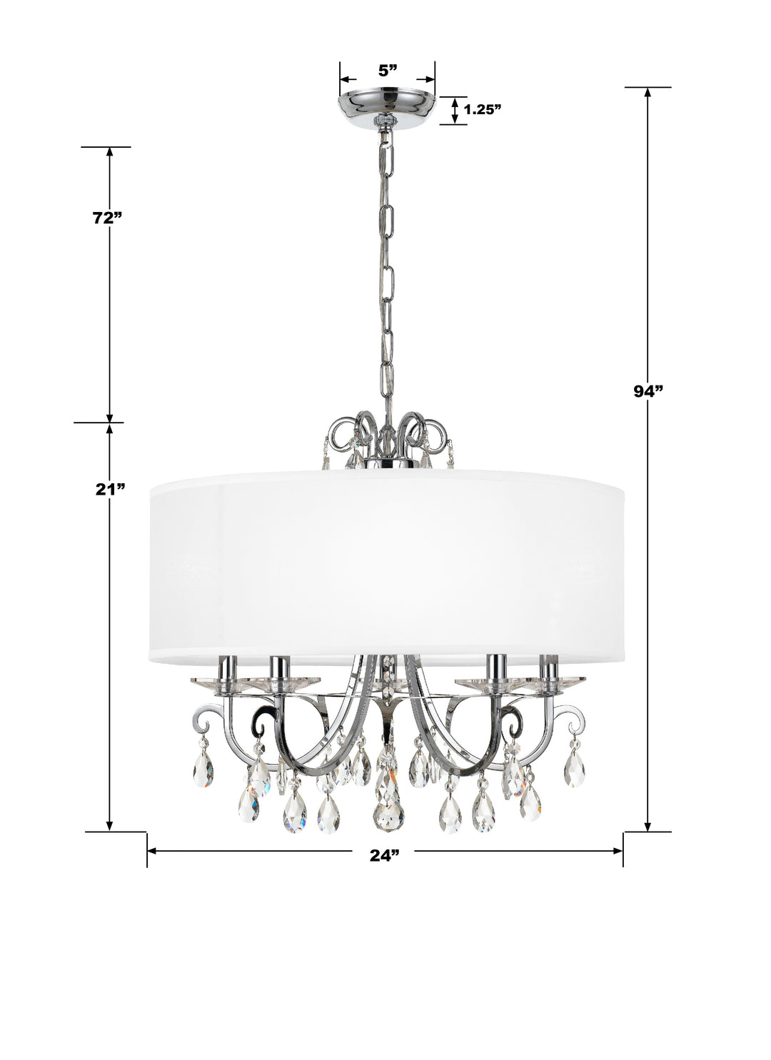 Crystorama Othello 5 Light Matte Black Chandelier