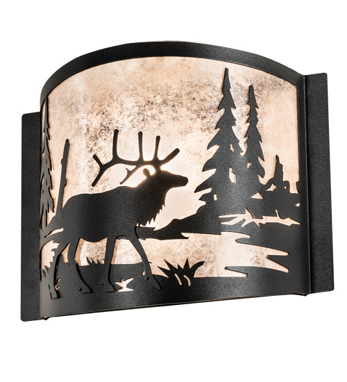 12" Wide Elk At Lake Wall Sconce