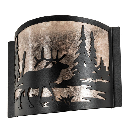 12" Wide Elk At Lake Wall Sconce