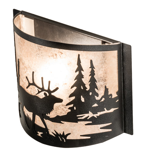 12" Wide Elk At Lake Wall Sconce