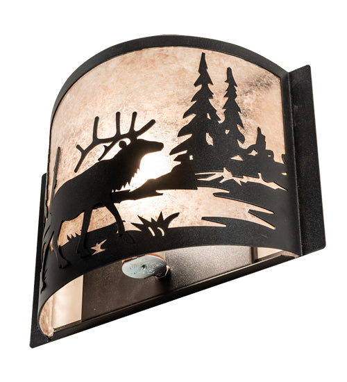 12" Wide Elk At Lake Wall Sconce